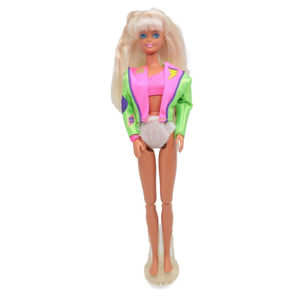 Vintage Mattel Bicyclin' Barbie 1993 Neon Fashion Blonde Doll Retro Collectable
